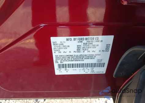 2015 Ford Edge Titanium from USA, damaged, VIN 2FMTK3K88FBB09322